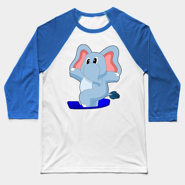 Elephant Snowboard Winter sports Baseball T-Shirt by Markus Schnabel